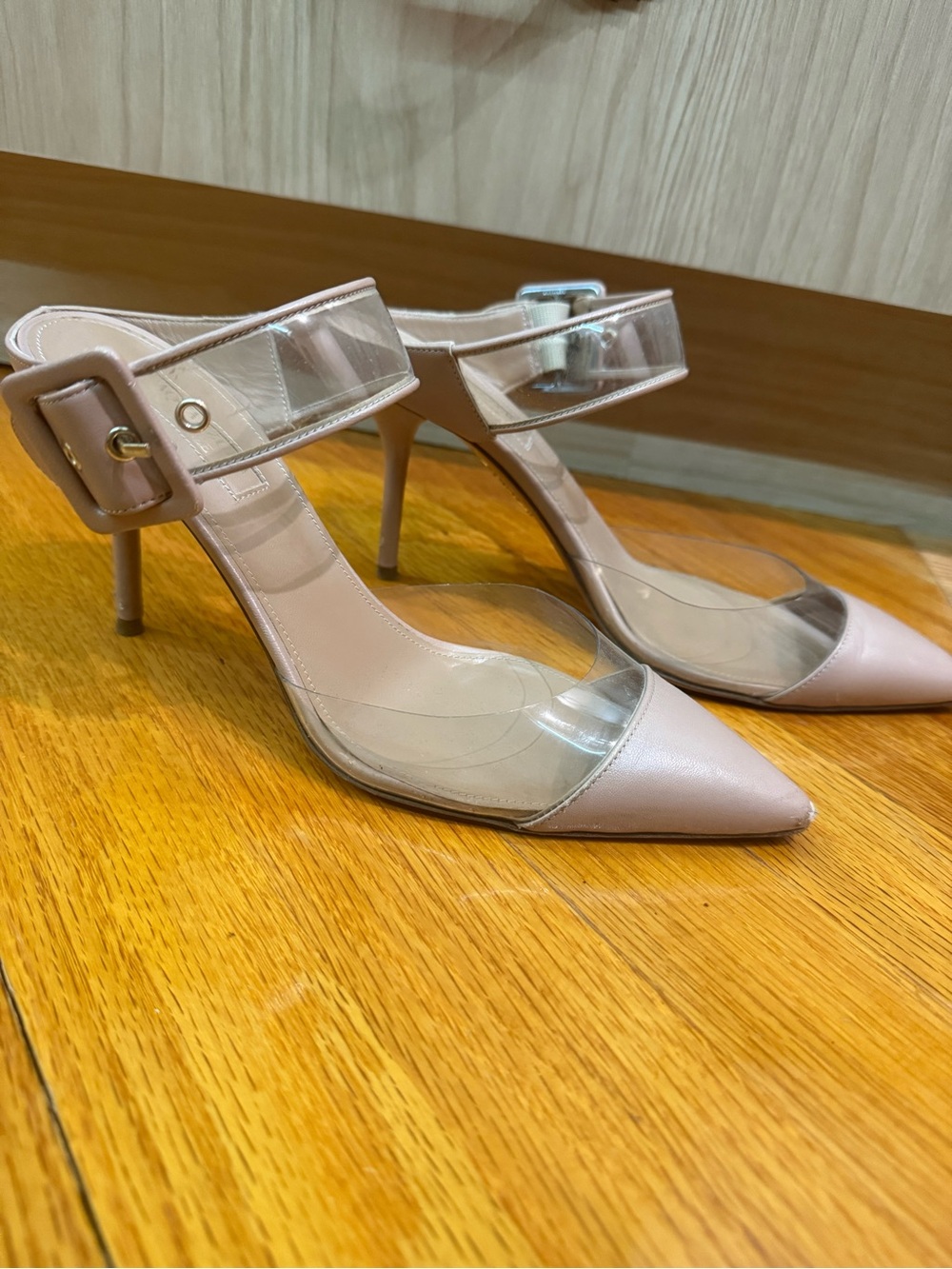 Aquazzura nude Pointed-Toe Clear-Strap Heels 37.5